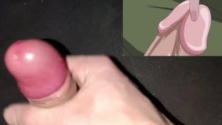 Guy watches hentai and jerks off his sweet cock